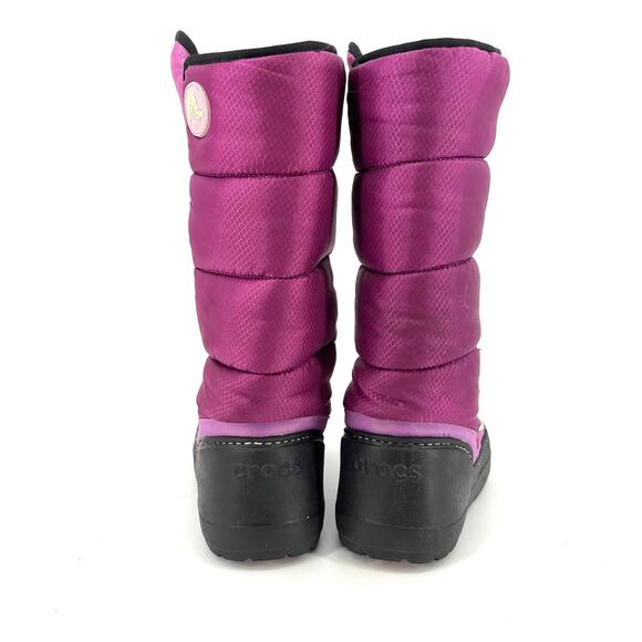 Crocs Women's Pink Purple Insulated Tall Cosmo Moon Snow Boots (6) - Picture 5 of 9